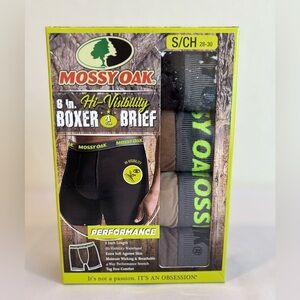 MOSSY OAK MEN'S Small (28-30) 4Pack BOXER BRIEFS NWT 6" Inseam & Tag Free Size S